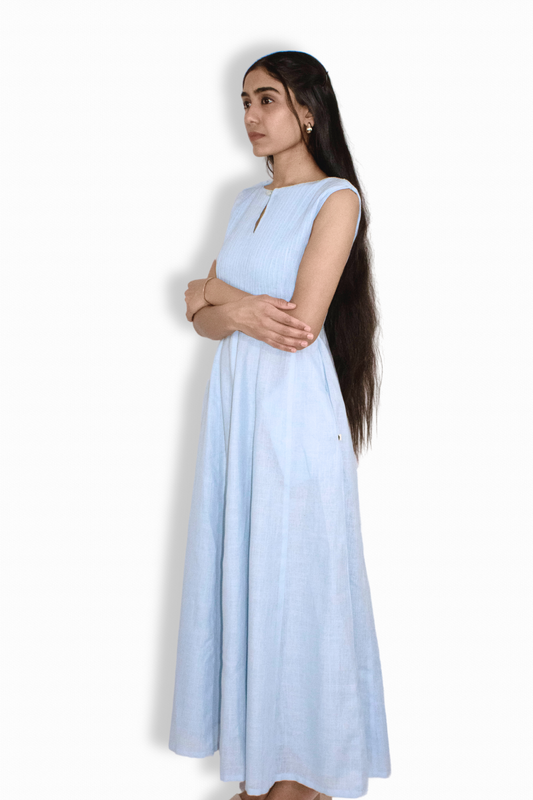 Pastel Blue Linen Dress