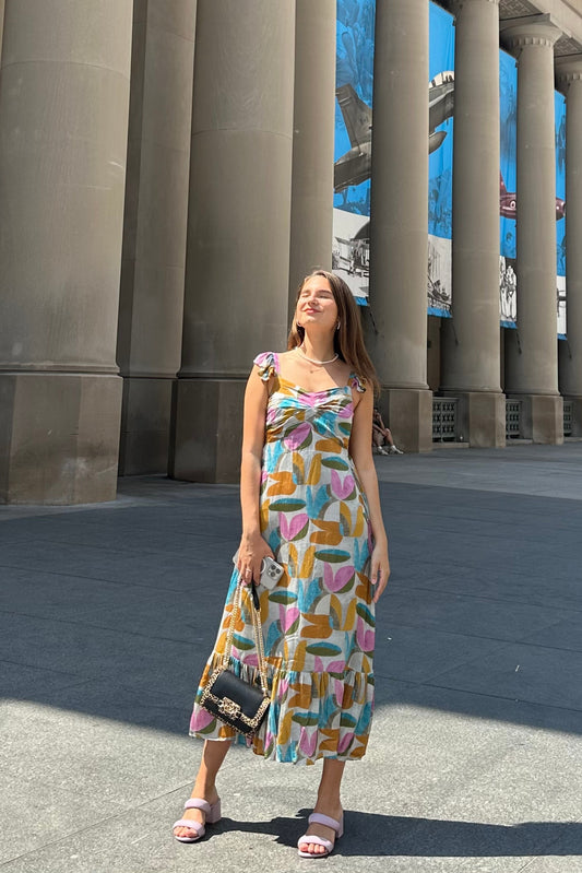 floral satin dress